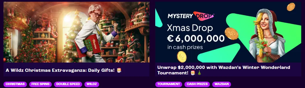 Xmas drops at wheelz casino