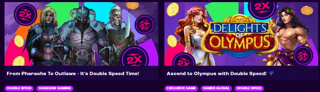 Double speed olympus games at wheelz casino